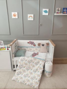 Снимка на Луксозен комплект за бебешко легло  60/120 см. Коала  с бродерия
