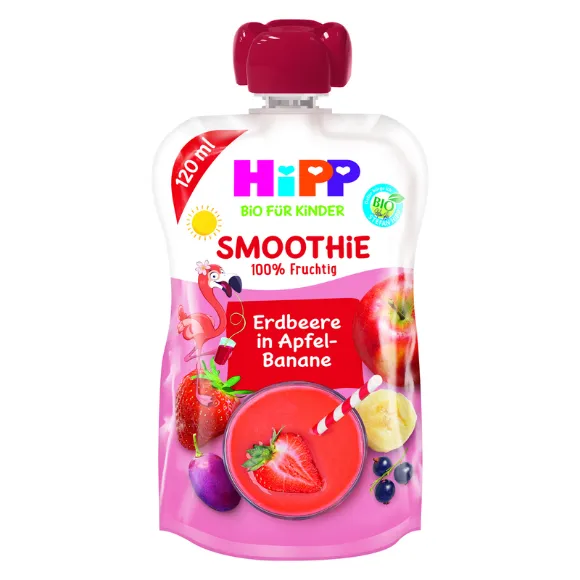 Снимка на HIPP 84000 HiPPiS БИО Ябълка, Банан, Червени плодове, смути, пауч, 120гр