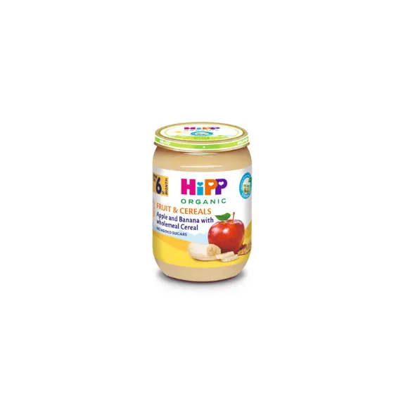 Снимка на HIPP пълнозърнеста, ябълки, банани 4803, каша, 190гр.