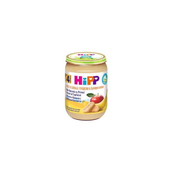 Снимка на HIPP Каша пълнозърнеста, ябълка, банан, бискивити 4710, каша, 190гр.