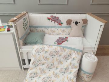 Снимка на Луксозен комплект за бебешко легло 60/120см. Коала с бродерия