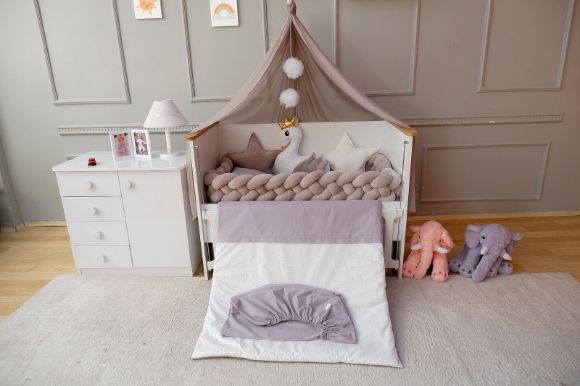 Снимка на Луксозен кадифен спален комплект с тройна плитка 60/120 см