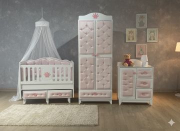 Снимка на Луксозно бебешко обзавеждане “Royal Pink” –капитониран дизайн