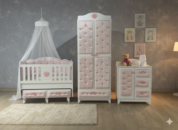 Снимка на Луксозно бебешко обзавеждане “Royal Pink” –капитониран дизайн