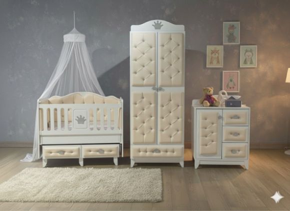 Снимка на Луксозно бебешко обзавеждане “Royal Cream” – капитониран дизайн